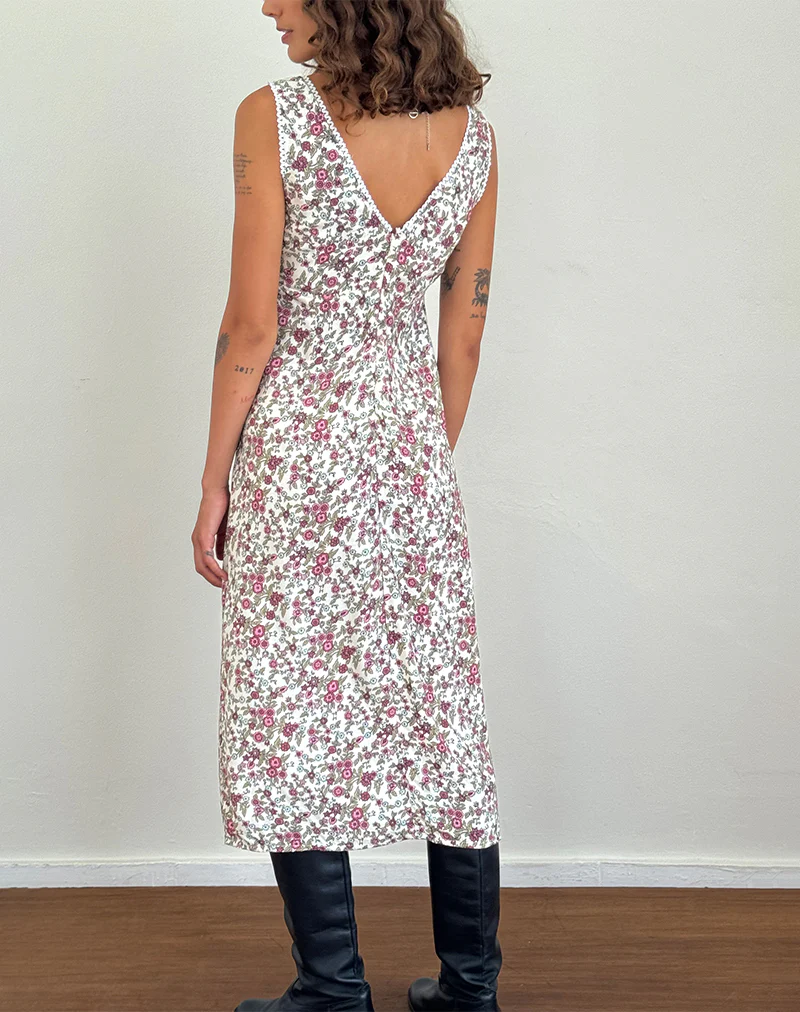 Lavisha Midi Dress in Vintage Bloom Ivory - Image 3