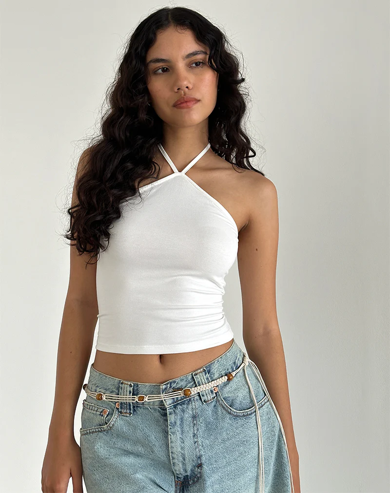 Layti Halterneck Top in Off White - Image 2
