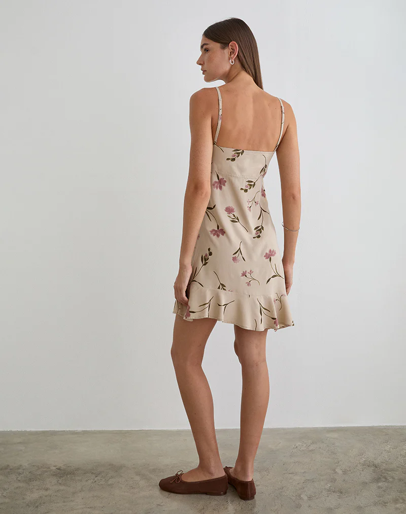 Lazlo Mini Dress in Bloom Leafy Taupe - Image 6