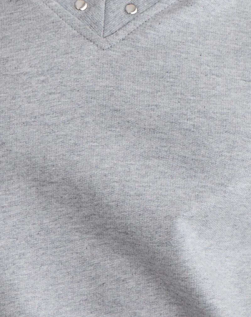 Lazuly Slim Sweatshirt in Grey Marl with Studs - Image 6