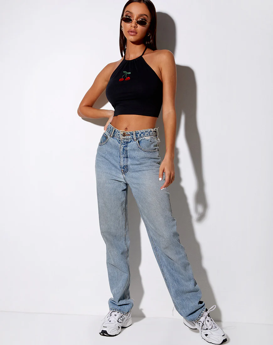 Lean Crop Top in Black Cherry Embro - Image 4