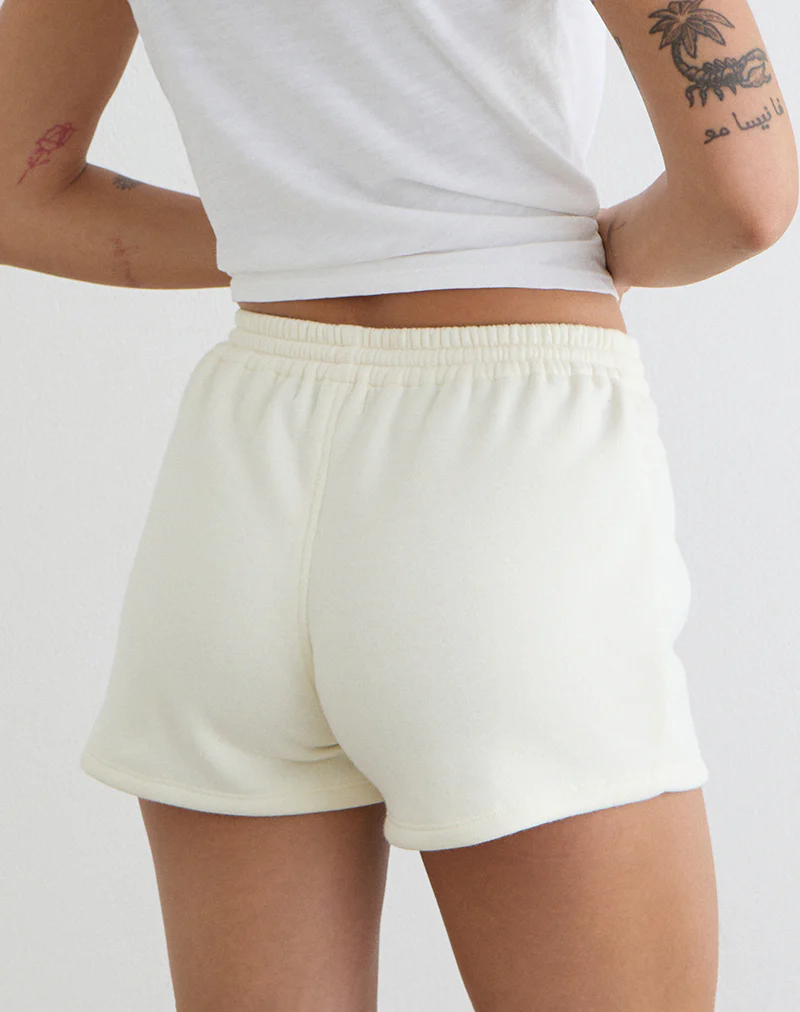 Lecent Short in Winter White with Tonal M Embroidery - Image 4
