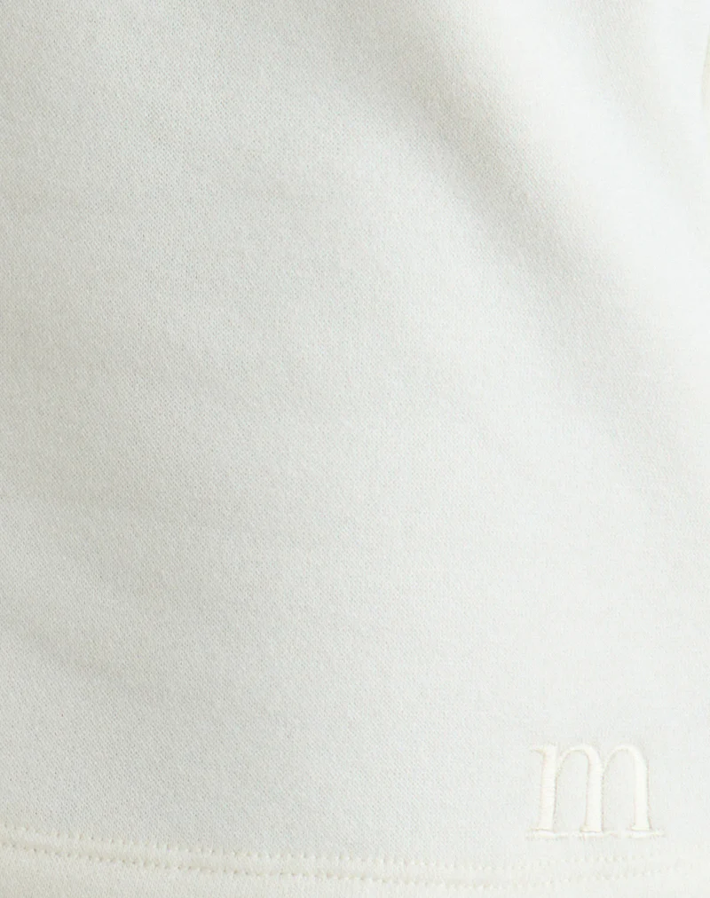 Lecent Short in Winter White with Tonal M Embroidery - Image 6