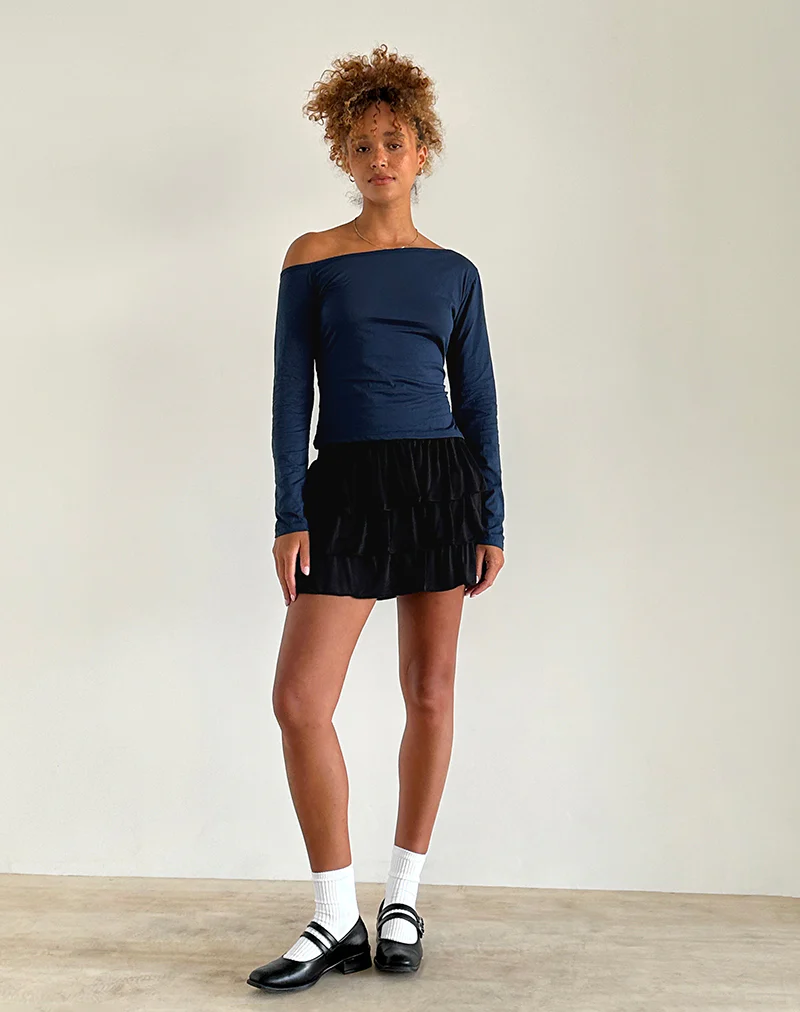 Ledez Asym Slouchy Top in Navy Tissue - Image 3