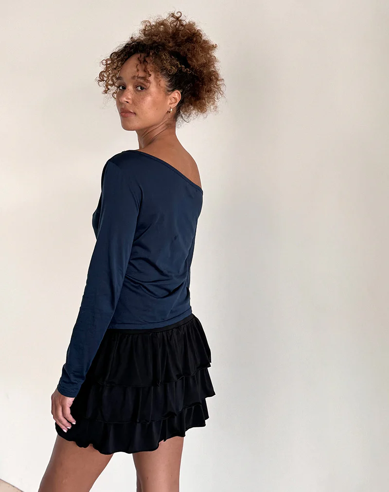 Ledez Asym Slouchy Top in Navy Tissue - Image 4