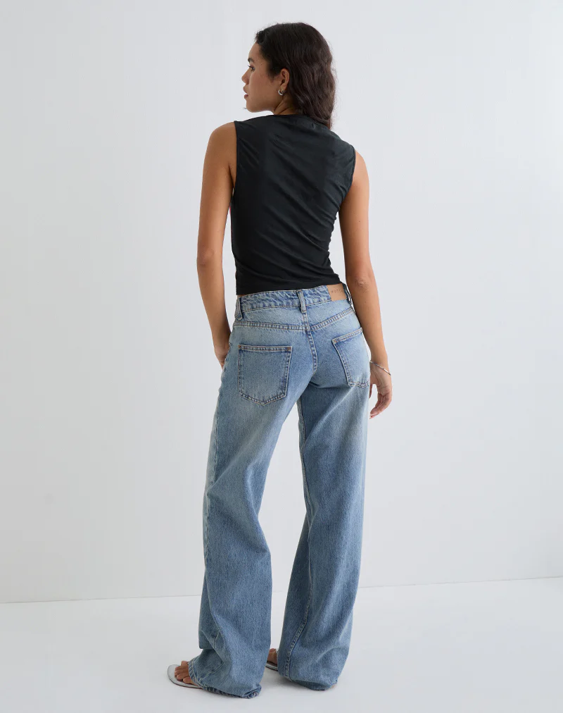 Leen Top in Black Hibiscus Flower Pink - Image 5