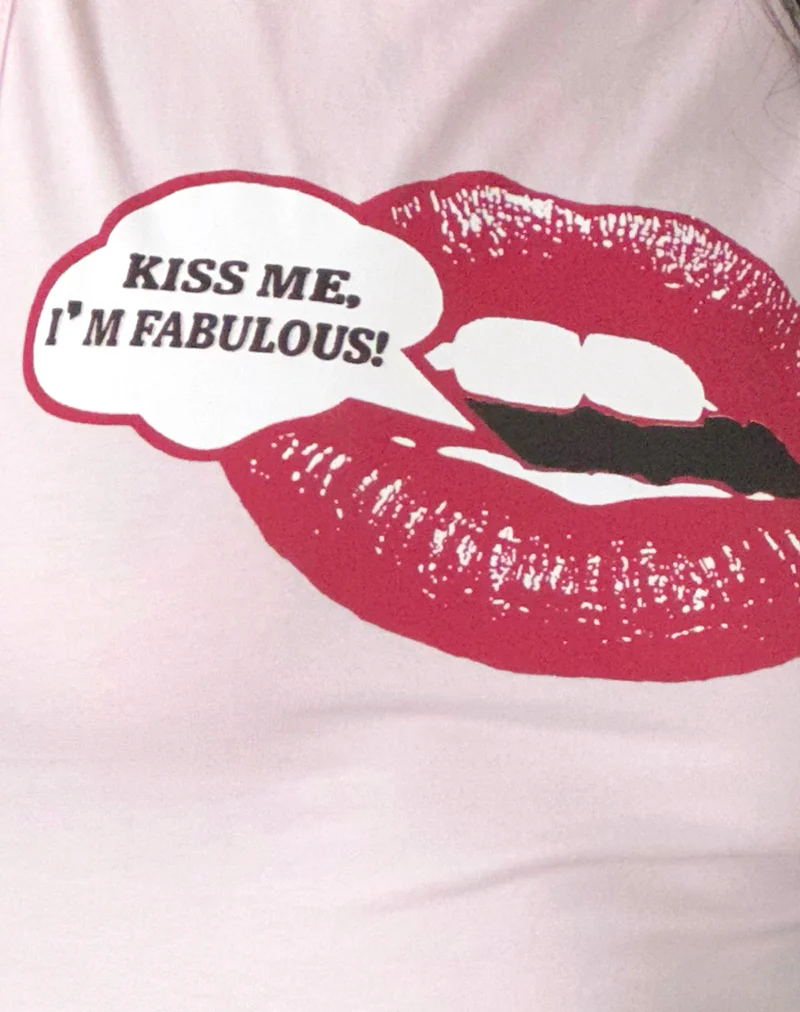 Leen Tank Top in Pink with Kiss Me I'm Fab Graphic - Image 6