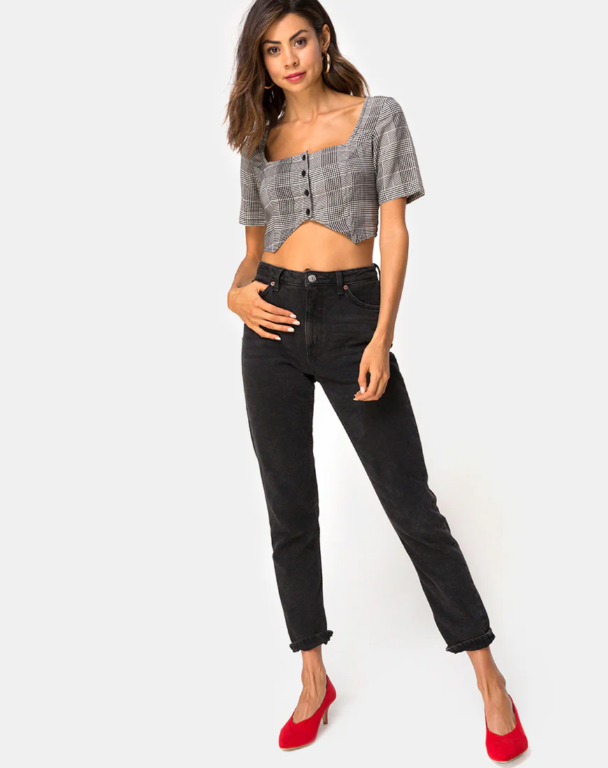 Legia Crop Top in Charles Check Grey - Image 5