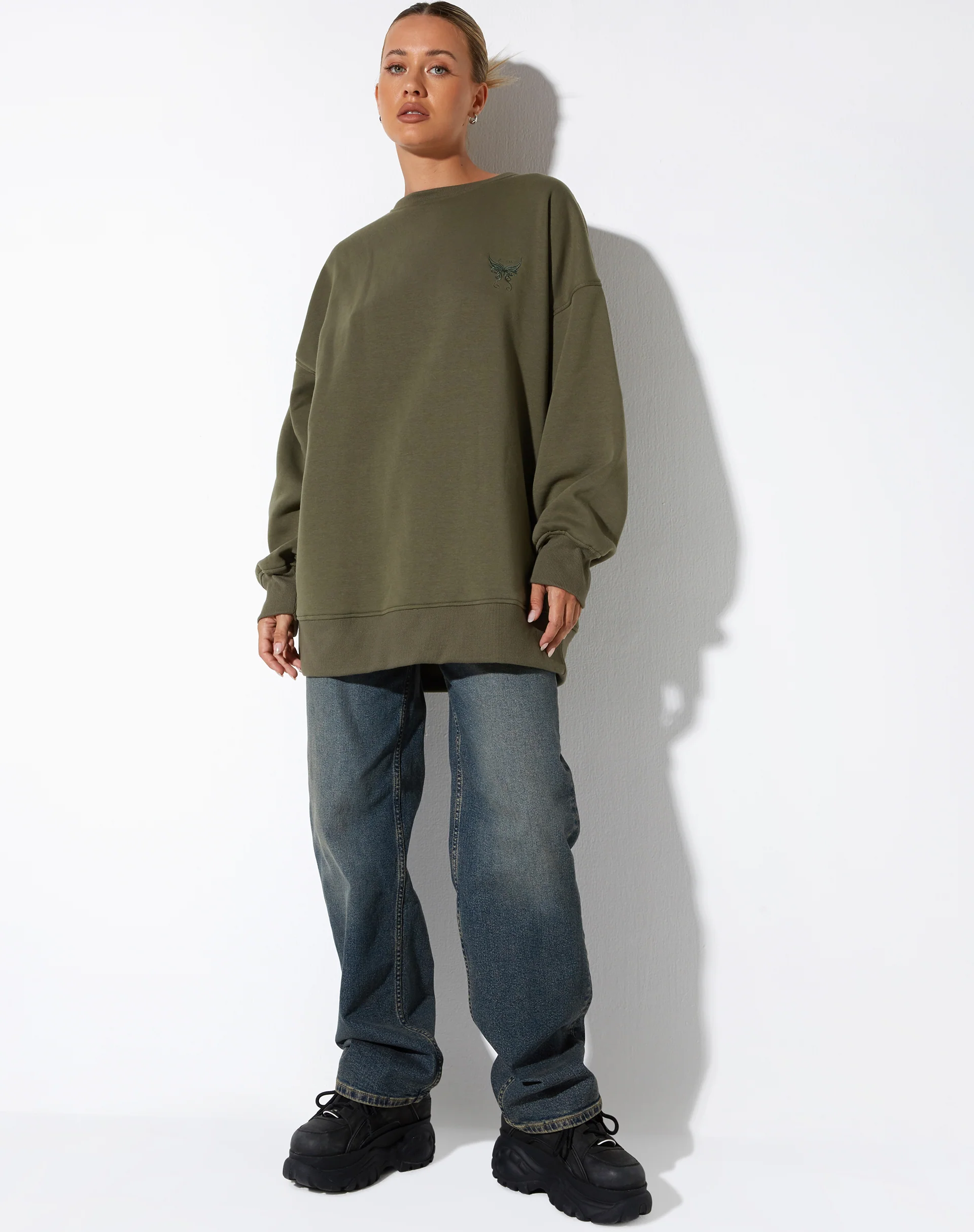 Lei Sweatshirt in Grape Leaf Butterfly Embro - Image 3