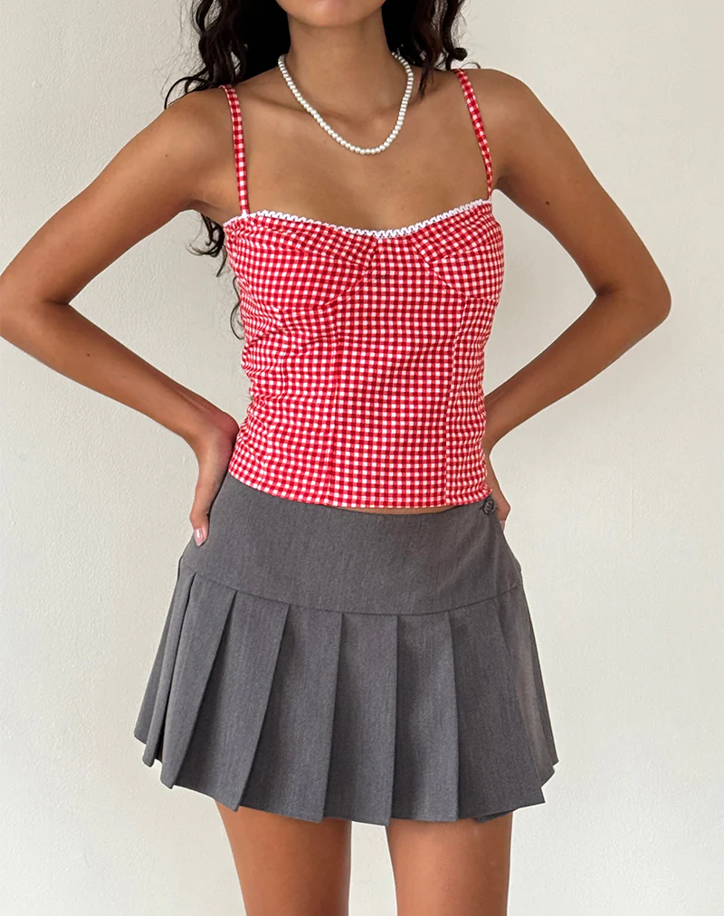 Leif Cami Top in Red Gingham - Image 2