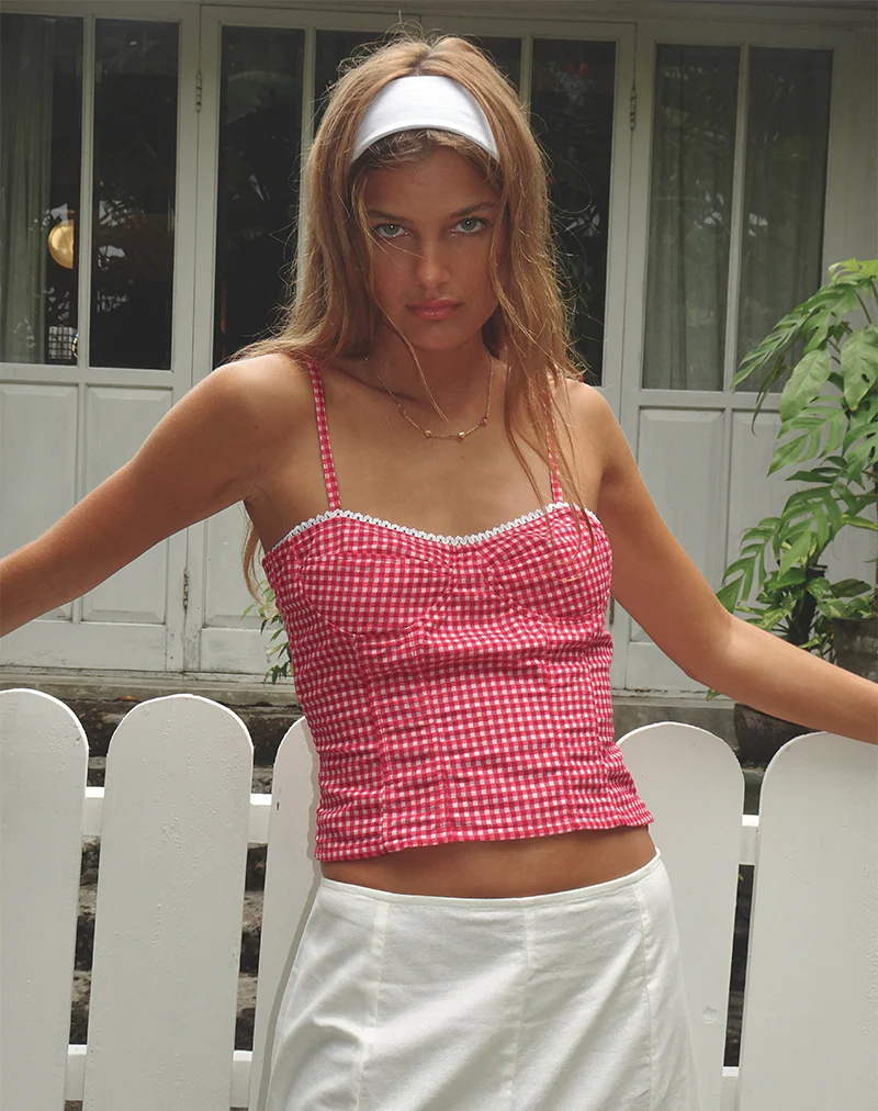 Leif Cami Top in Red Gingham - Image 6