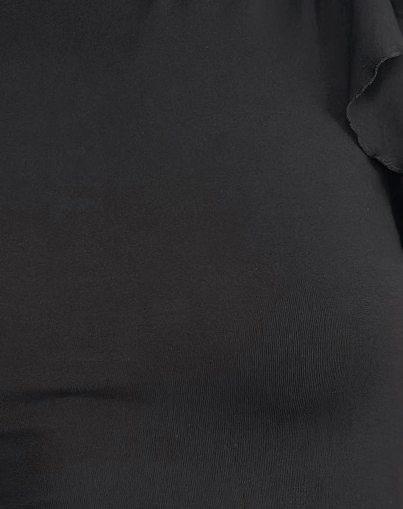 Leisle Frill Top in Black - Image 6