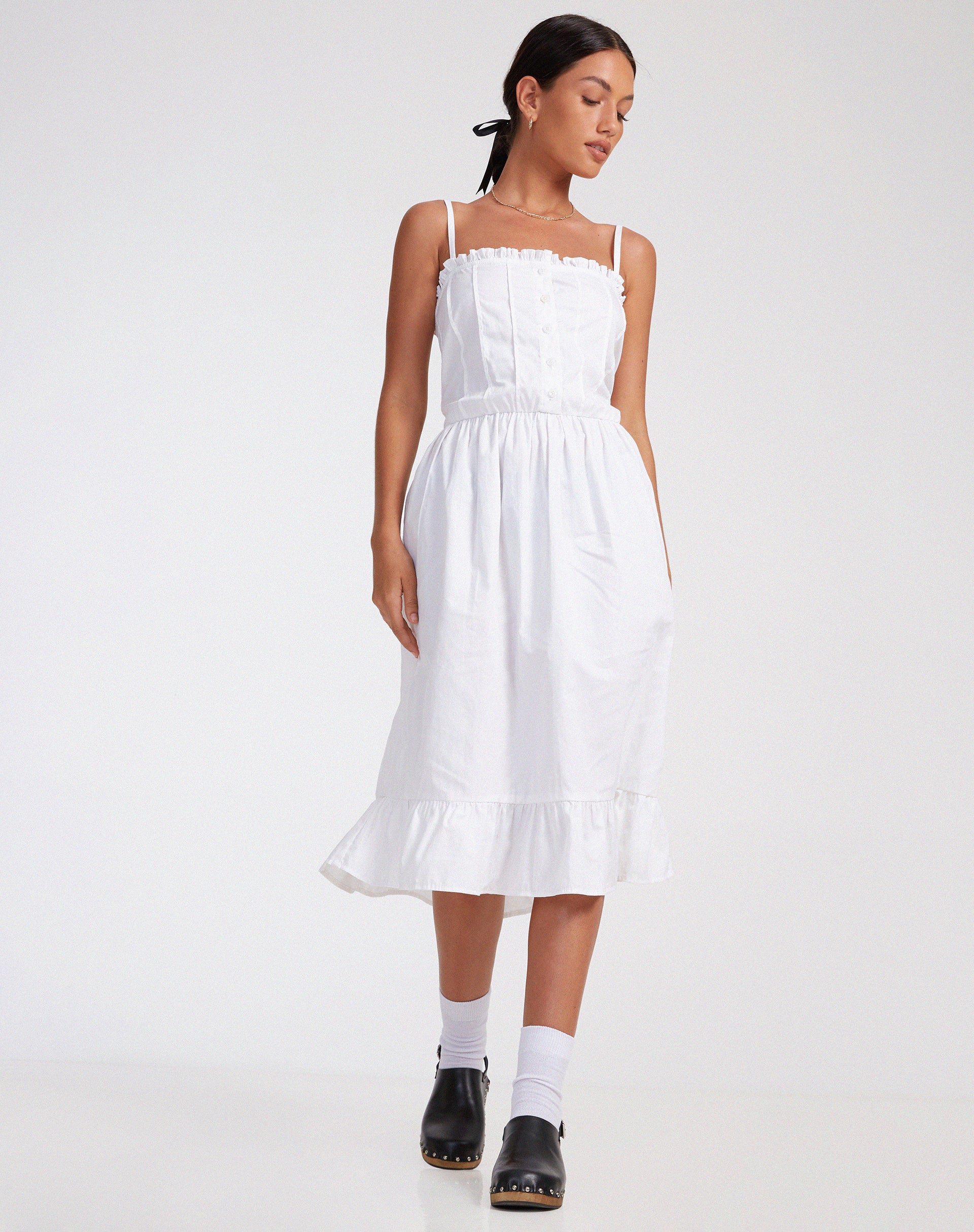 Lennox Midi Dress in Poplin White - Image 5