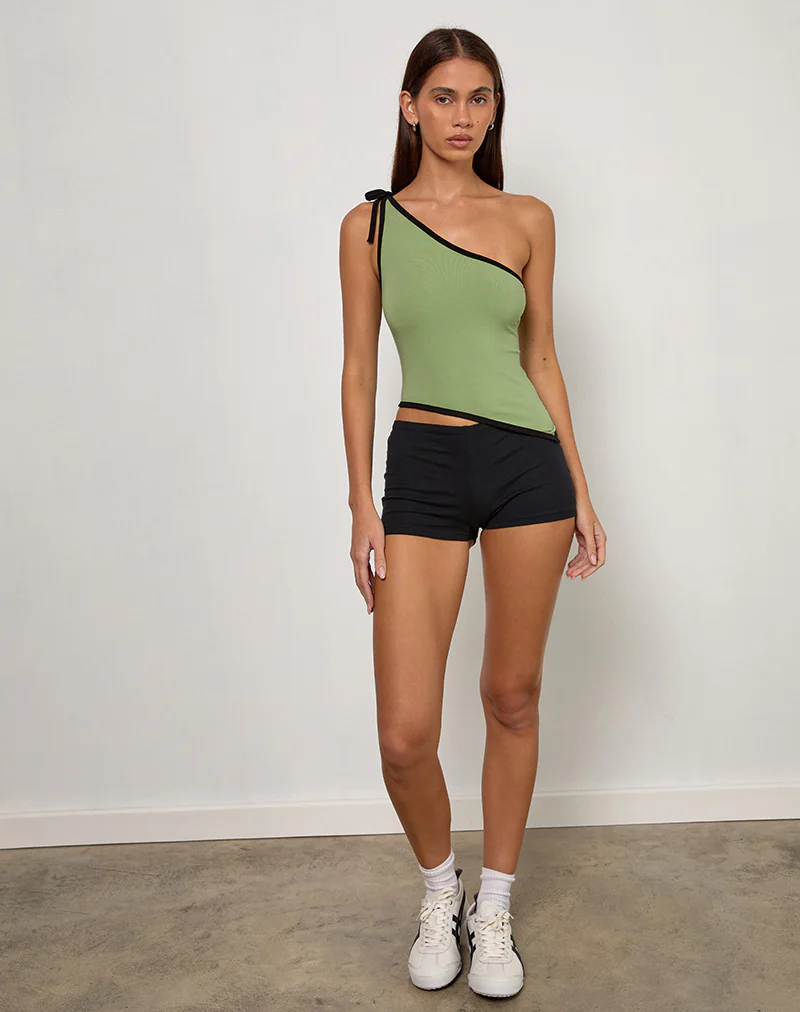 Lenti Asymmetric Top in Sage Green with Black Binding - Image 3