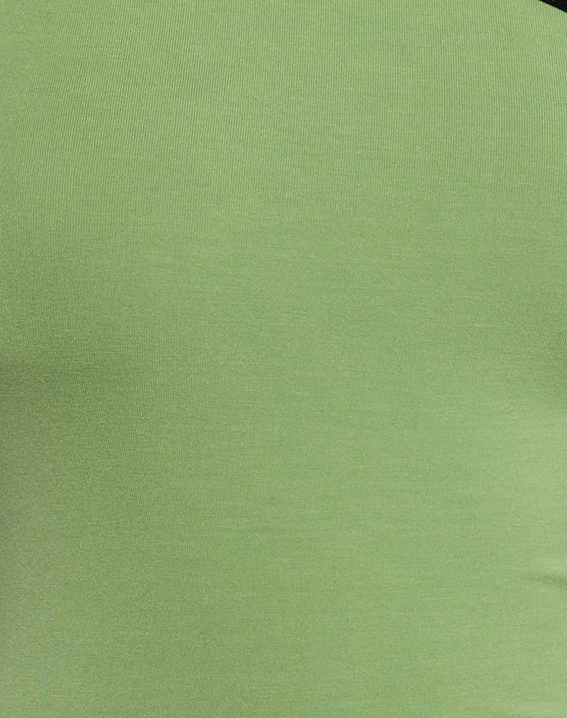Lenti Asymmetric Top in Sage Green with Black Binding - Image 6