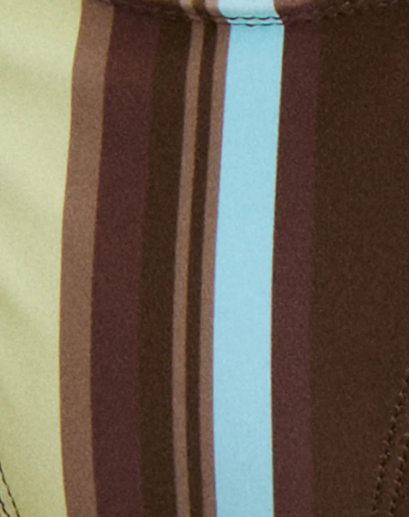 Lentra Bikini Bottom in Brown and Blue Linear Stripe with Beads - Image 8