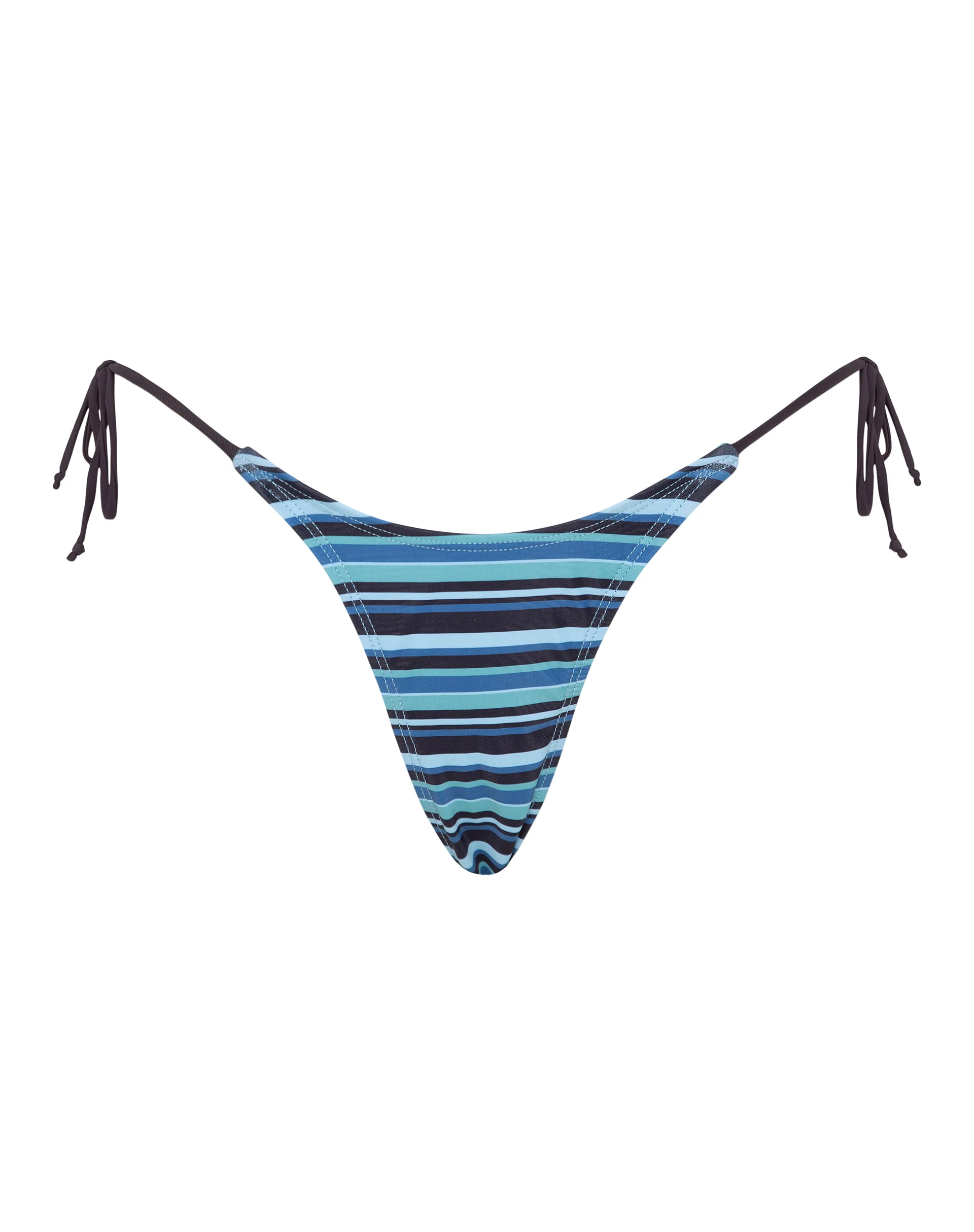 Lentra Bikini Bottom in Stripe Blue with Brown Tie - Image 5
