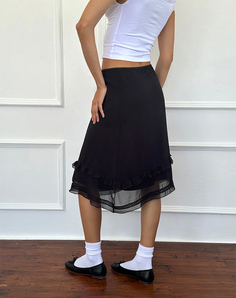 Lenuta Chiffon Midi Skirt in Black - Image 5