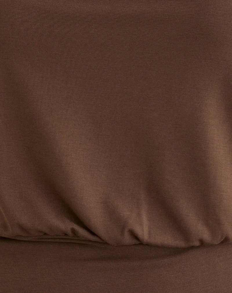 Leocadia Bandeau Top in Cupro Bitter Chocolate - Image 6