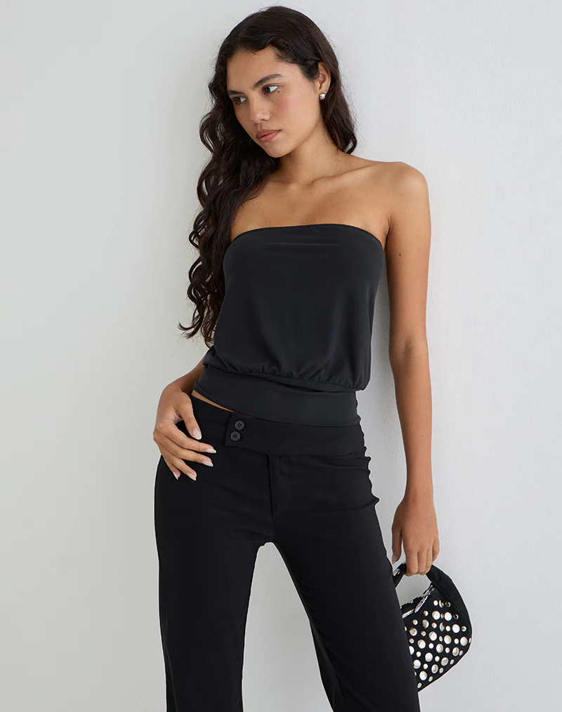 Leocadia Bandeau Top in Cupro Black - Image 3