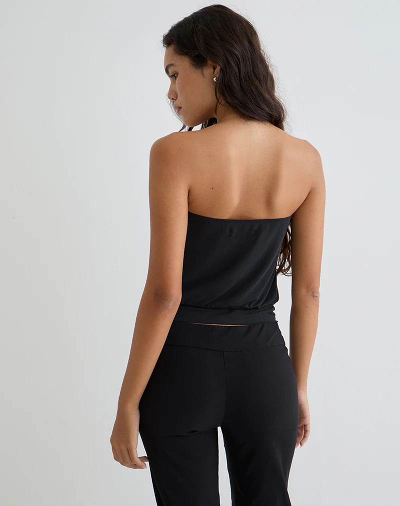 Leocadia Bandeau Top in Cupro Black - Image 4