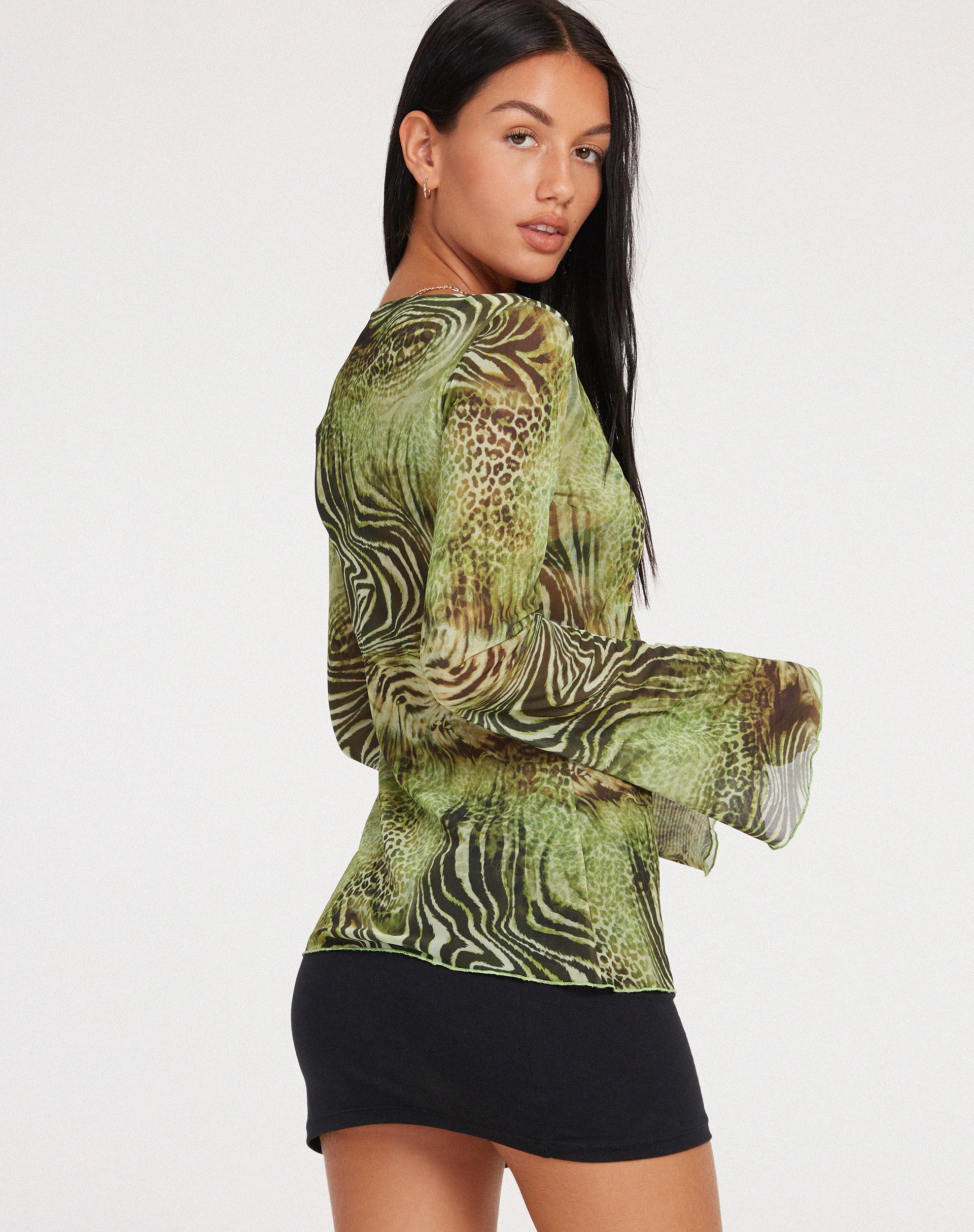 Leony Cardi in Mesh Cheetah Green - Image 3