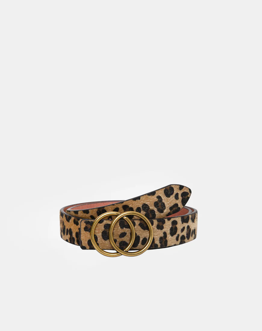 Leopard Leather Belt with Round Buckle - Image 2