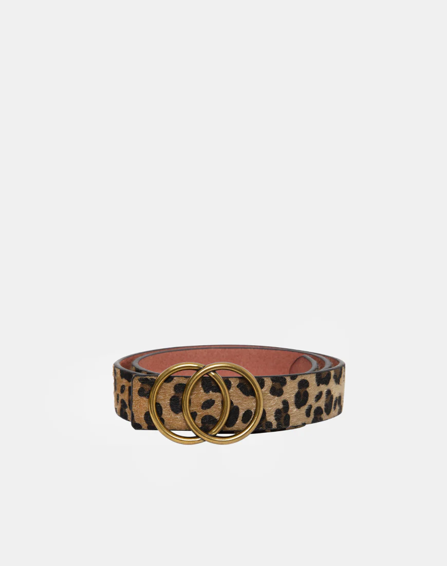 Leopard Leather Belt with Round Buckle - Image 5