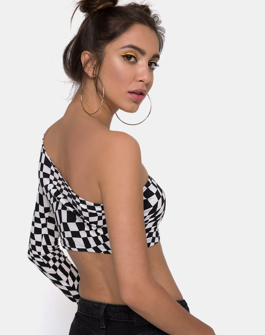 Lepo Crop Top in Square Flag B/W - Image 2
