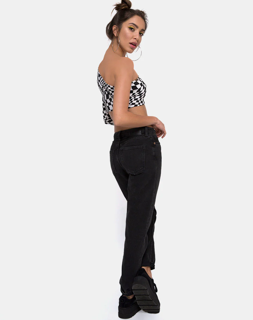 Lepo Crop Top in Square Flag B/W - Image 4