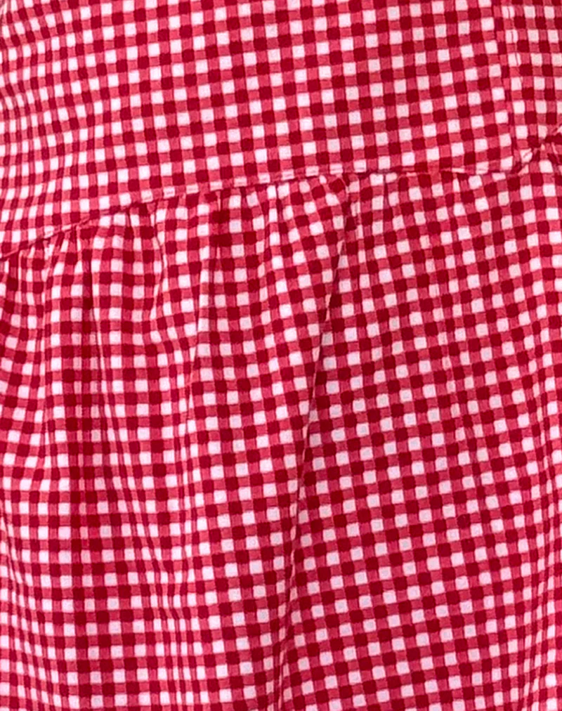 Leshi Mini Dress in Red Gingham - Image 5