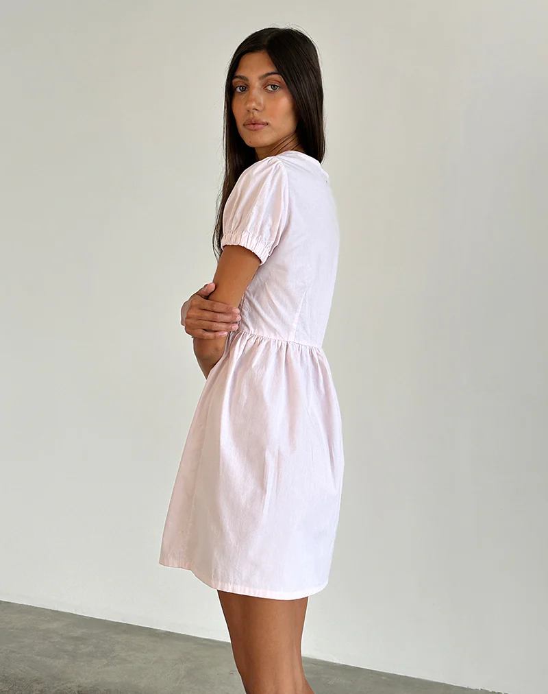 Leshiana Mini Dress in Poplin Light Pink - Image 3