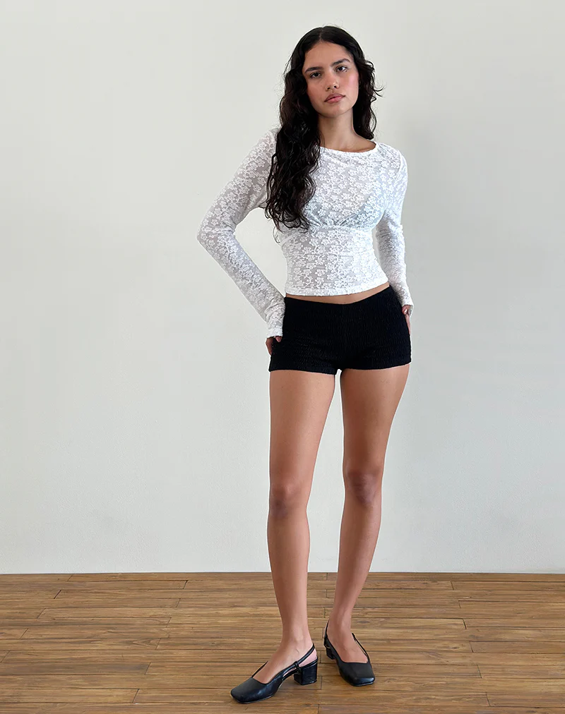 Lesina Long Sleeve Top in Burnout Mesh Ivory - Image 4