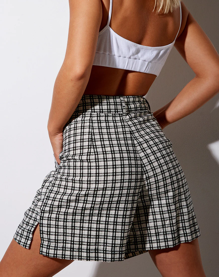 Lex Short in Brandy Check Foam - Image 2