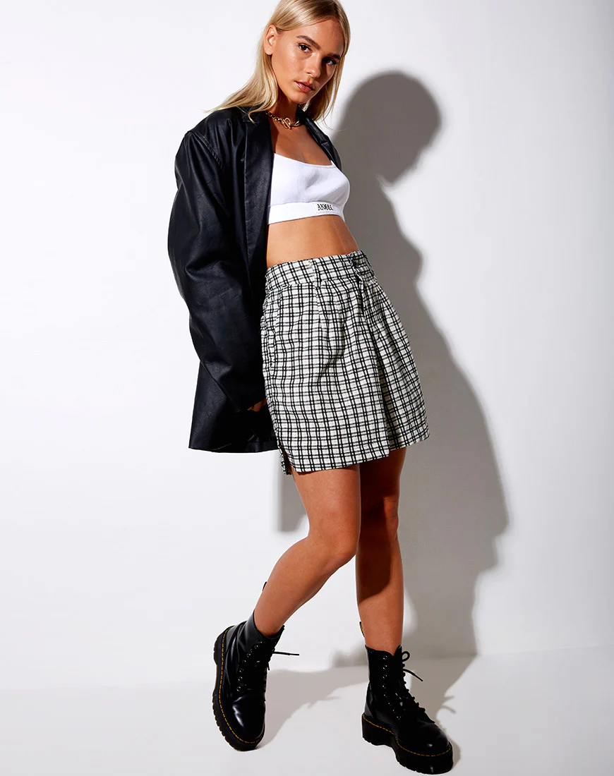 Lex Short in Brandy Check Foam - Image 3