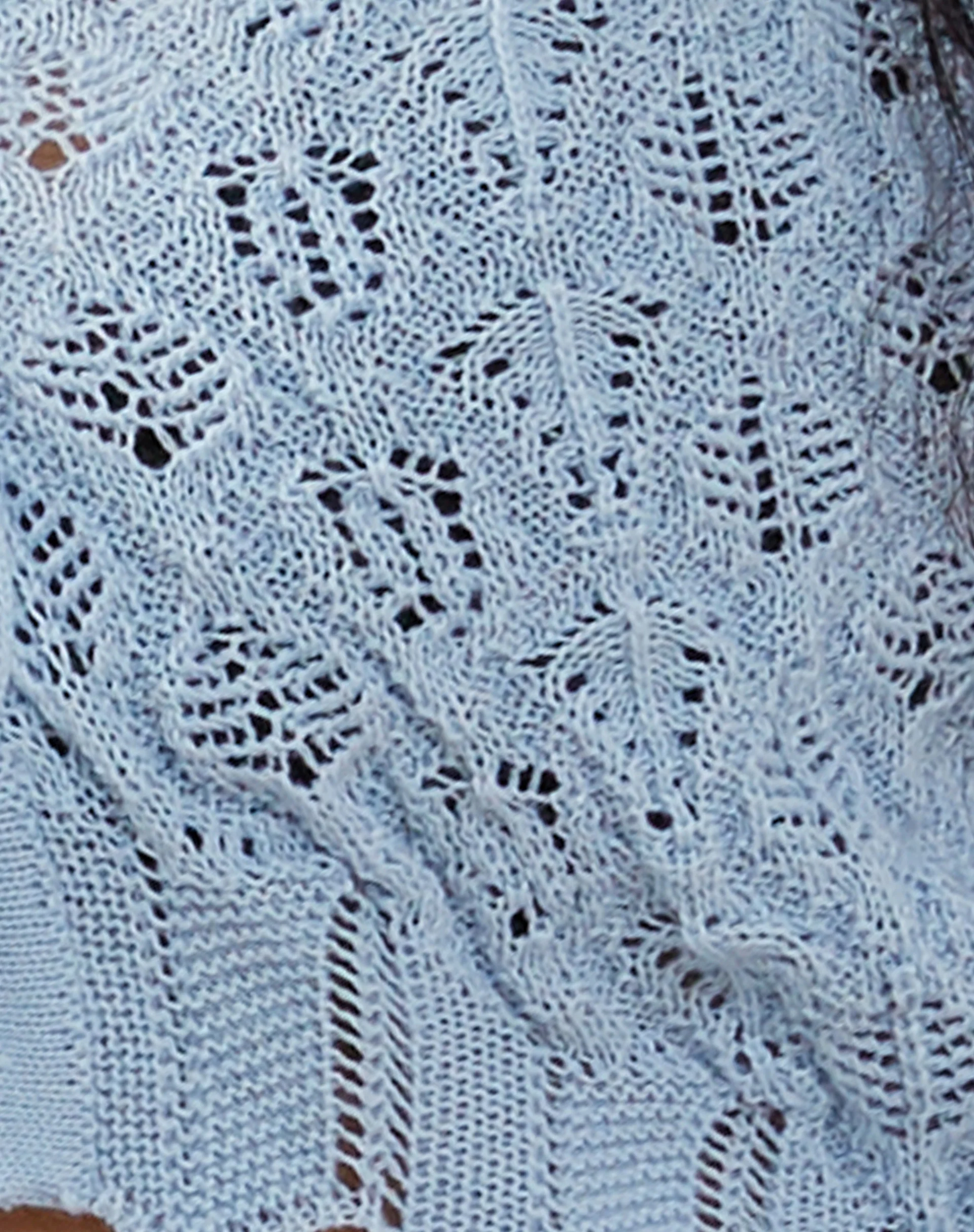 Lexi Pointelle Knit Cropped Cardigan in Baby Blue - Image 7