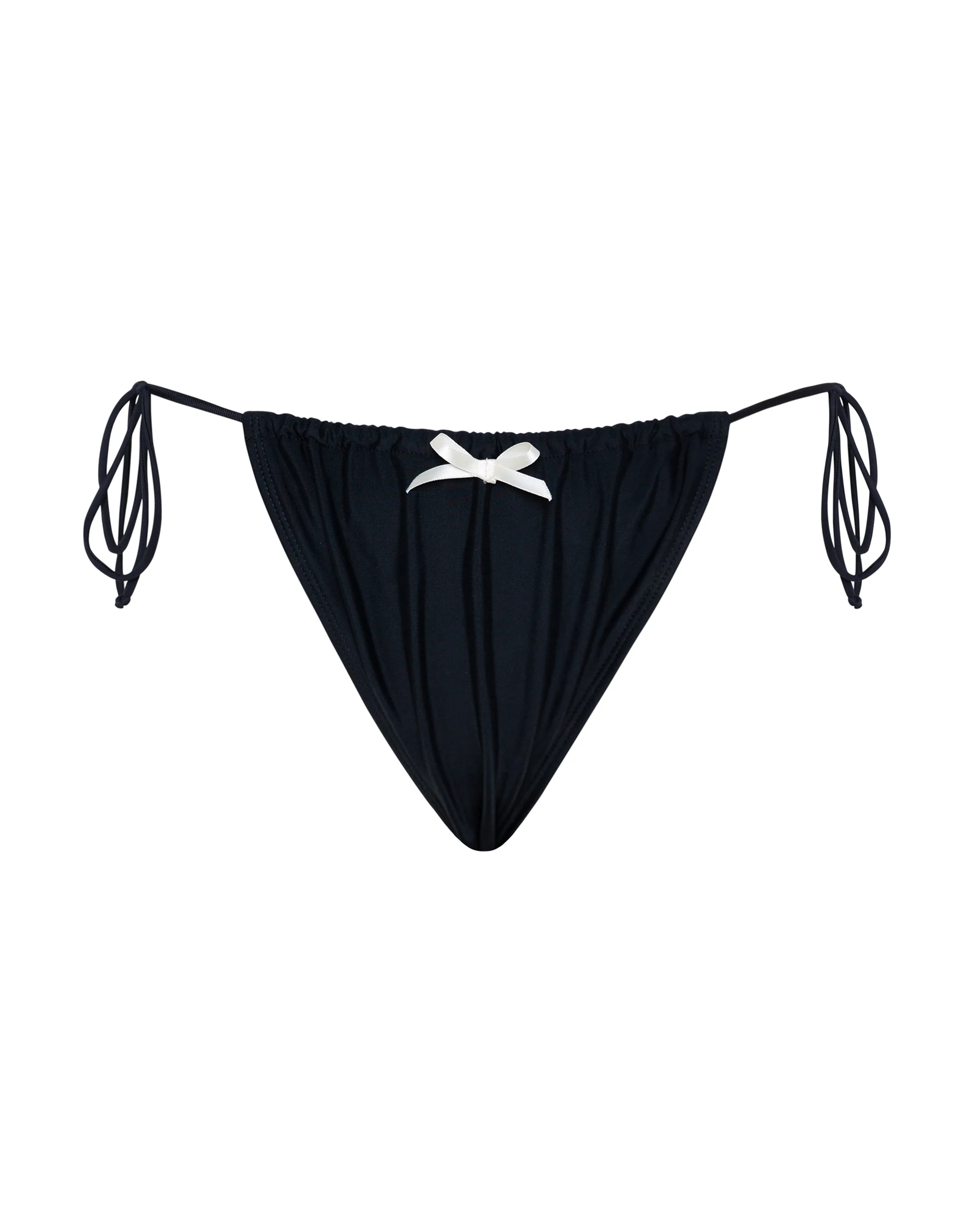Leyna Bikini Bottom in Black with Ivory Bow - Image 7