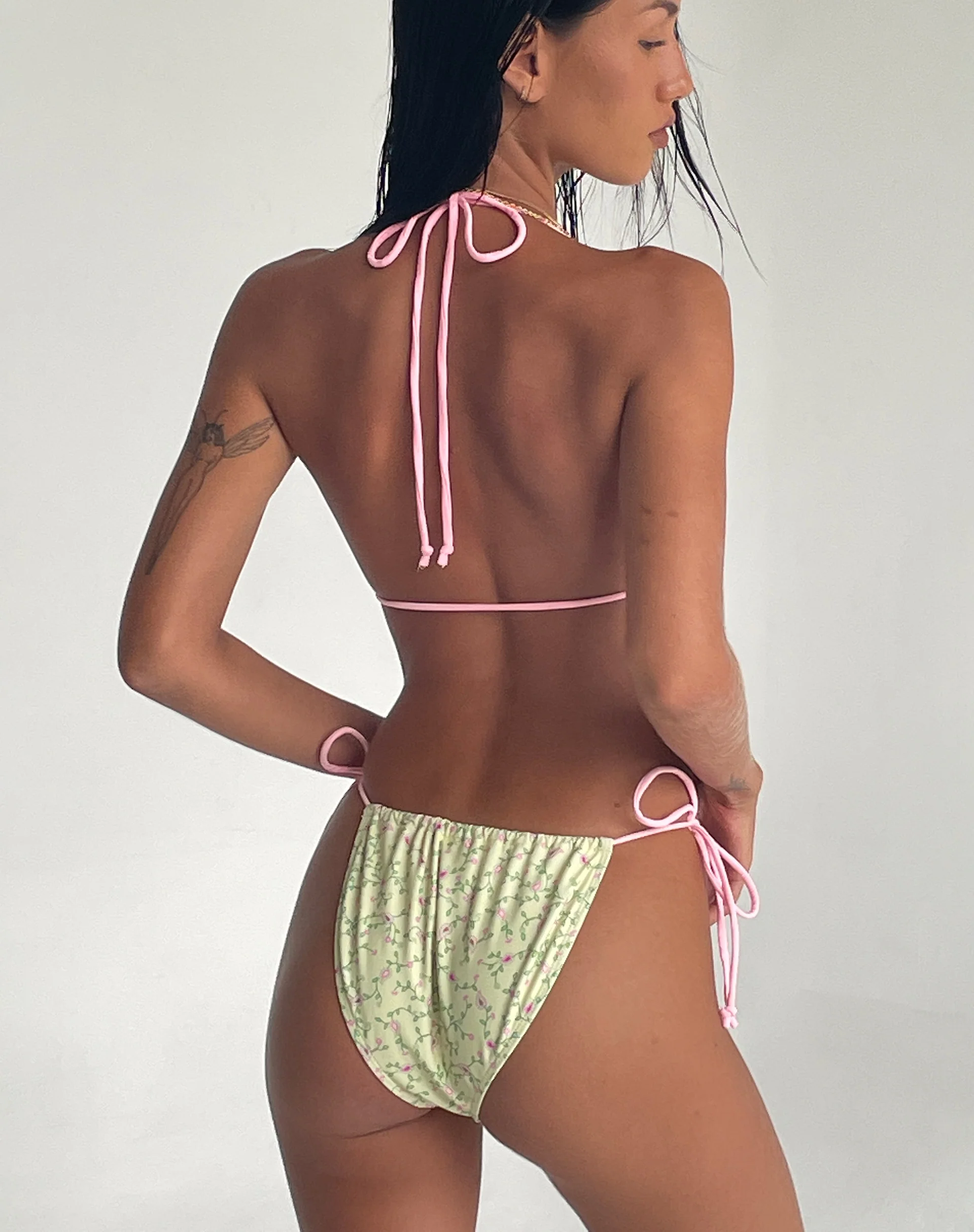 Leyna Bikini Bottom in Paisley Yellow with Pink Binding - Image 5