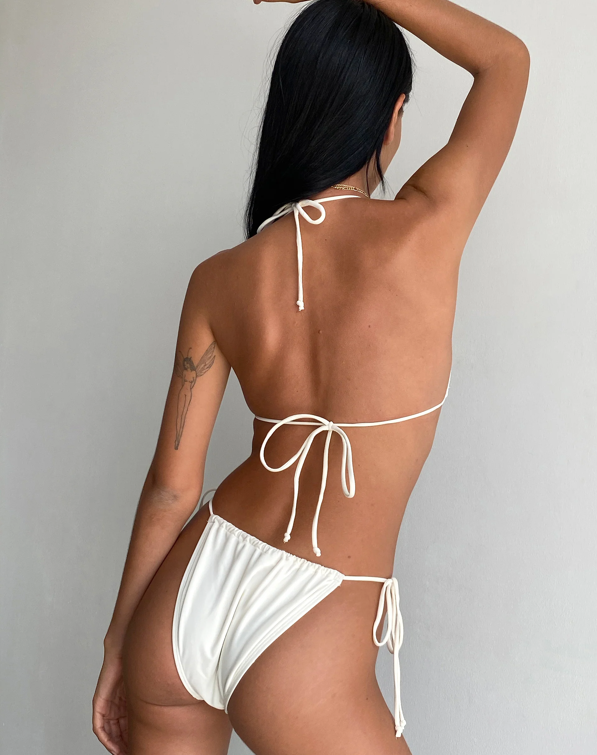 Leyna Bikini Bottom in Ivory with Black Bow - Image 6