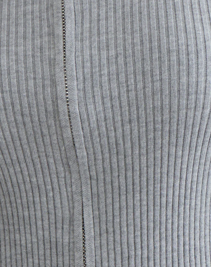 Liano Zip Cardigan in Rib Knit Grey - Image 6