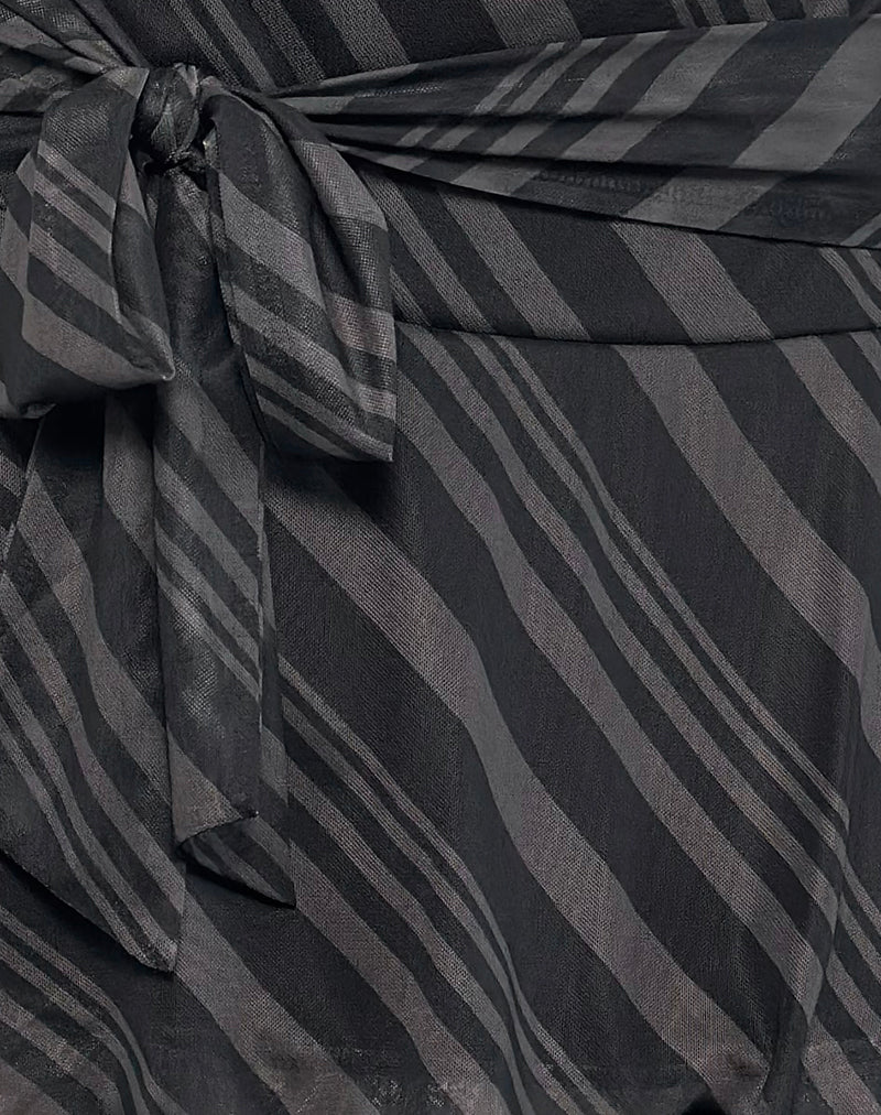 Libri Mini Skirt in Irregular Stripe Grey Black - Image 6
