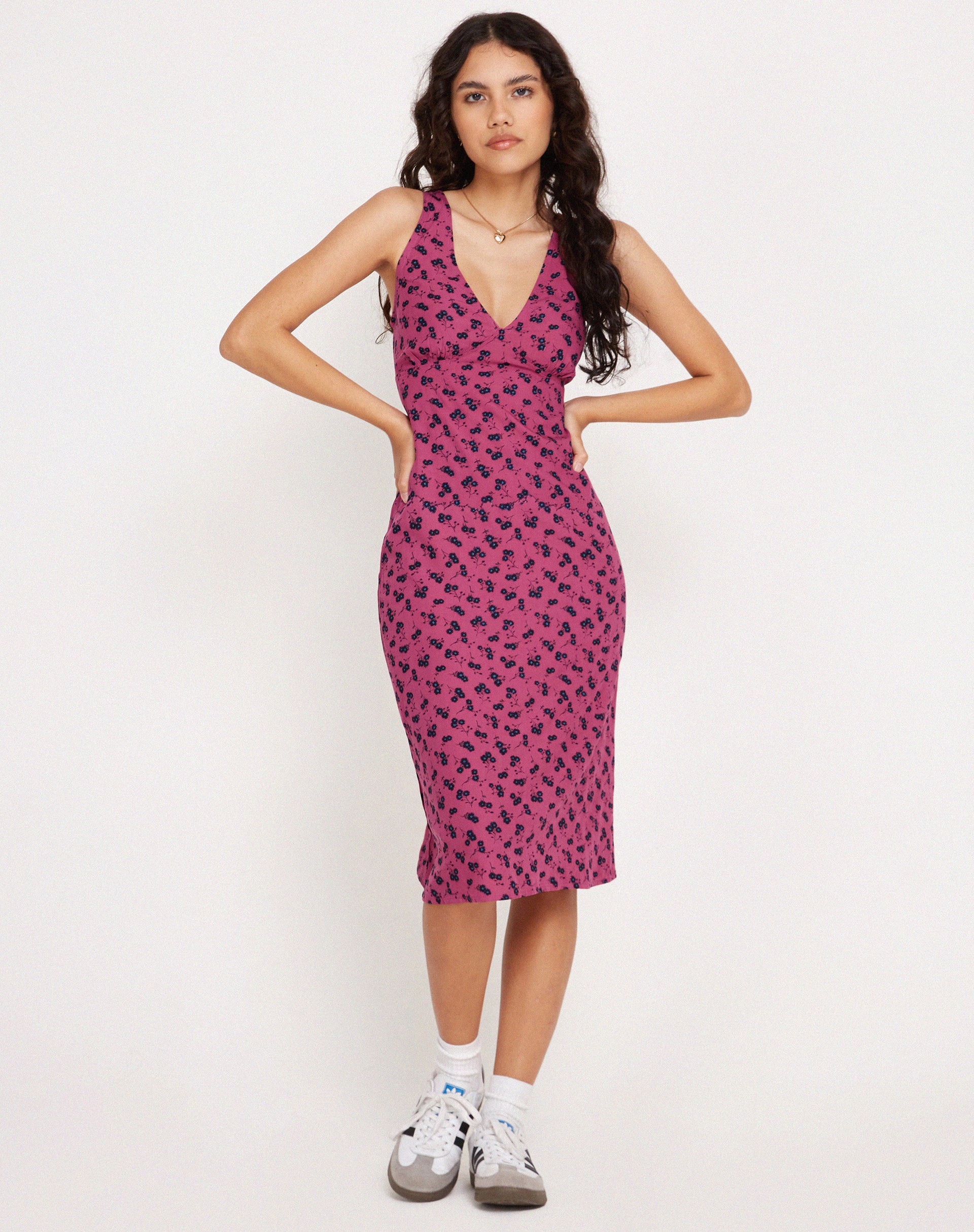 Lieva Midi Dress in Raspberry Floral - Image 6