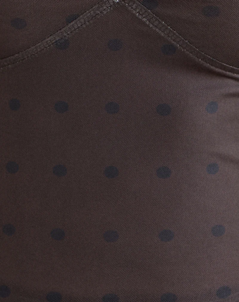 Lihat Top in Mesh Rustic Polka Brown - Image 5