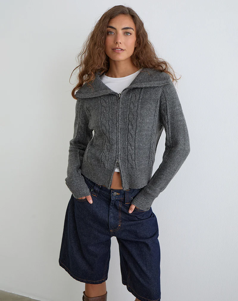 Lilena Zip Jumper in Knit Dark Shadow - Image 3