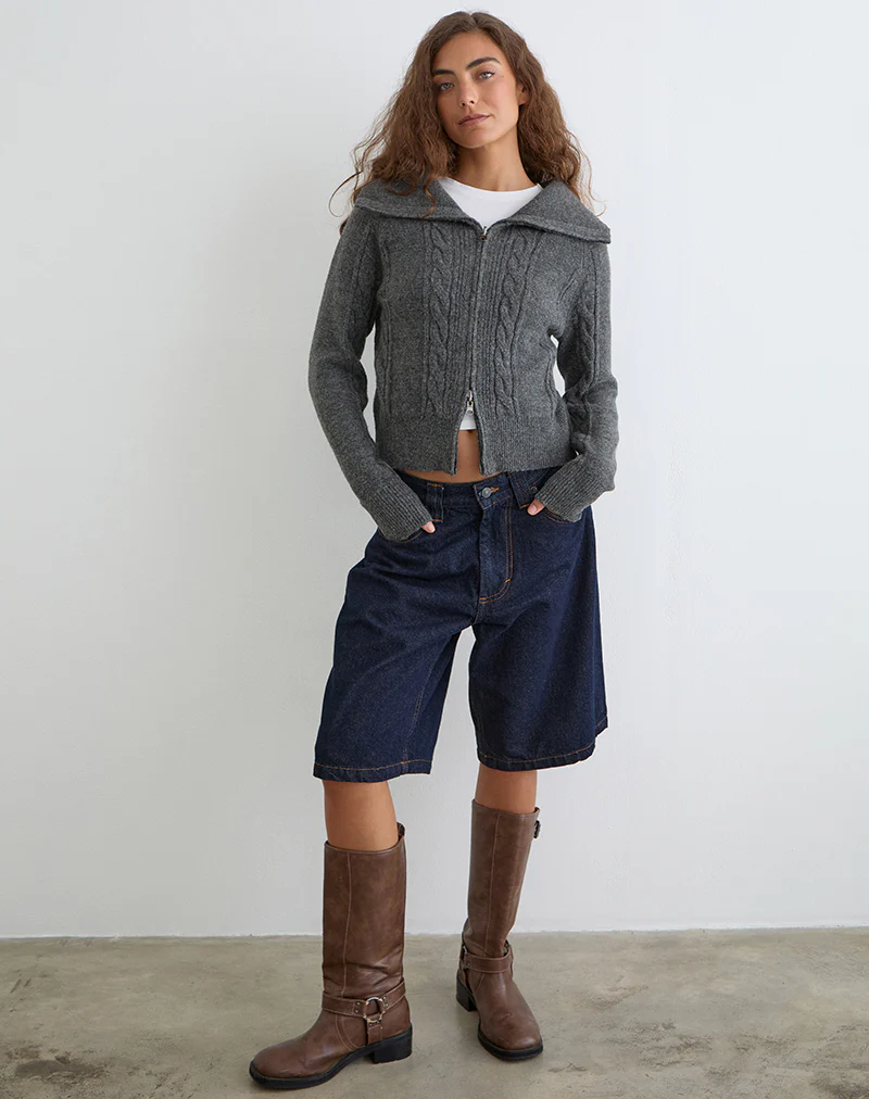 Lilena Zip Jumper in Knit Dark Shadow - Image 4