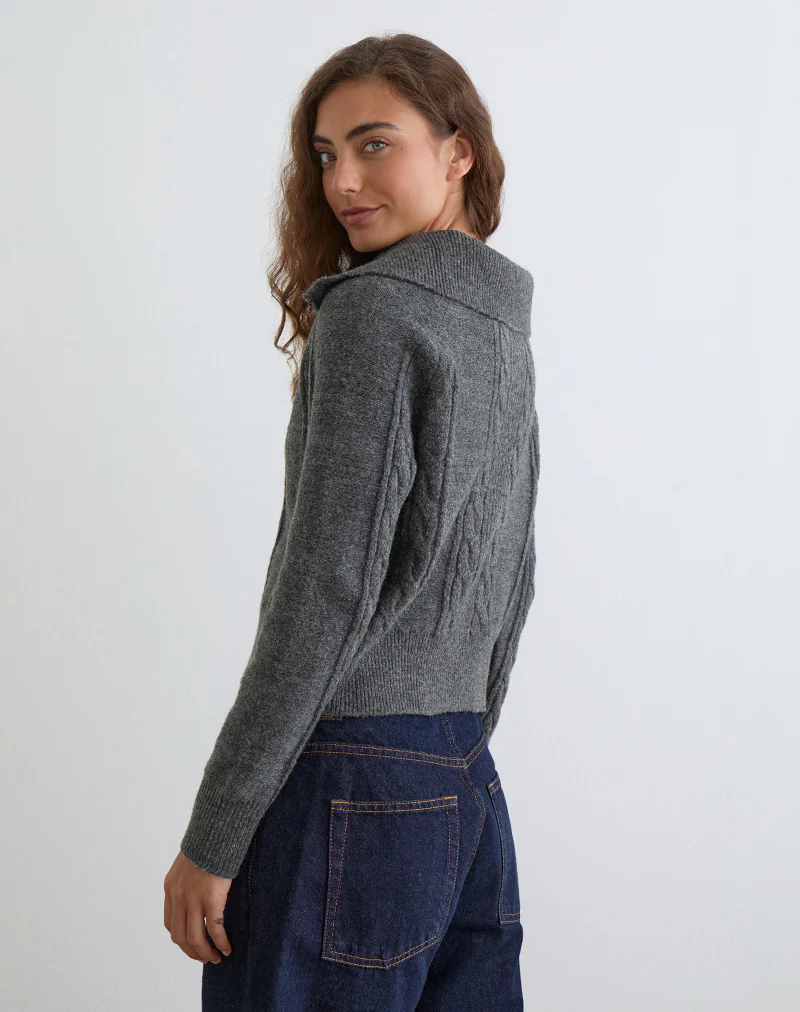 Lilena Zip Jumper in Knit Dark Shadow - Image 5