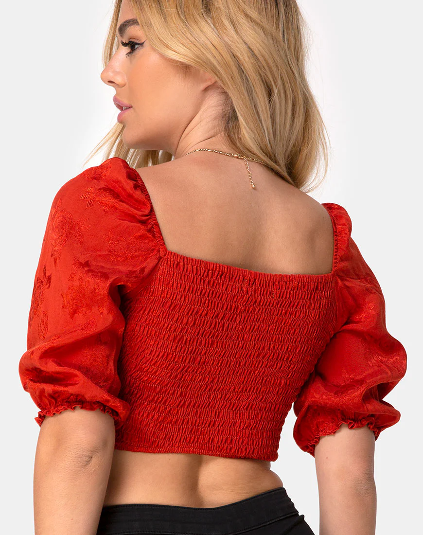 Lilian Crop Top in Satin Rose Rust - Image 2