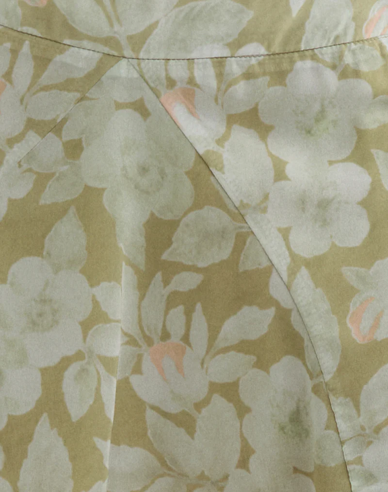 Limina Drape Mini Skirt in Pale Flower Green - Image 6