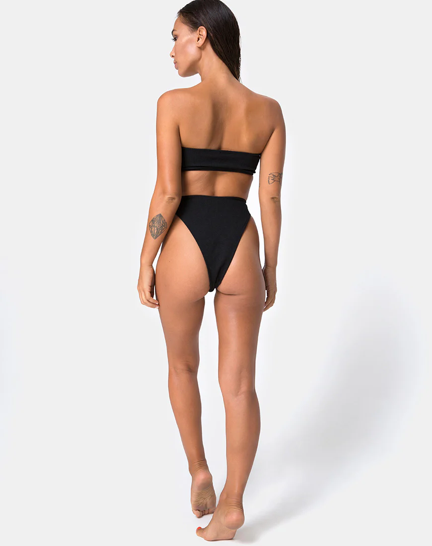 Lin Lin Bikini Bottom in Black with Silver Derlin - Image 2