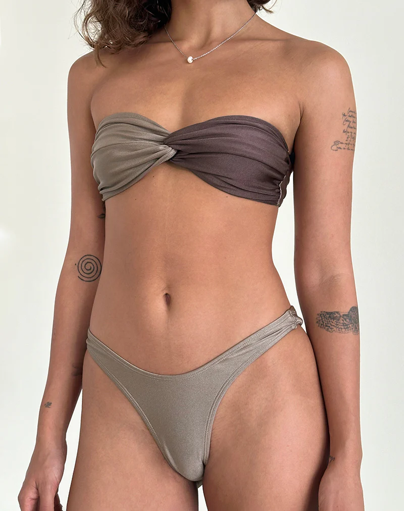 Linda Twist Bikini Top in Latte Espresso - Image 5